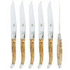 Forge de  Laguiole 6 Piece Steak Knife Set Birchwood Handle Shiny Finish