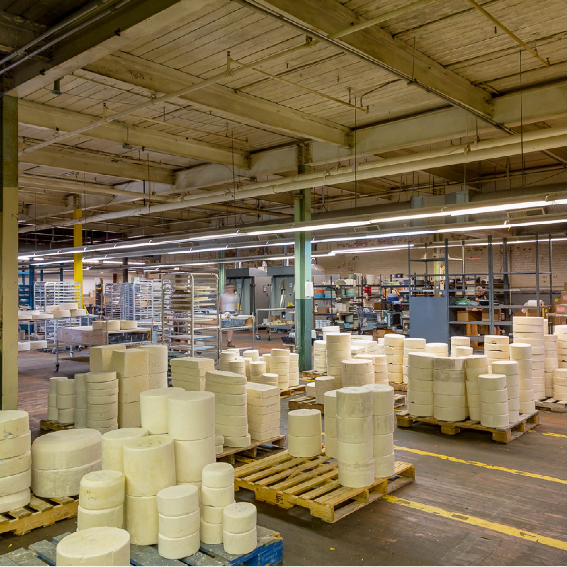 Stacks of the plaster molds in the Haand studio